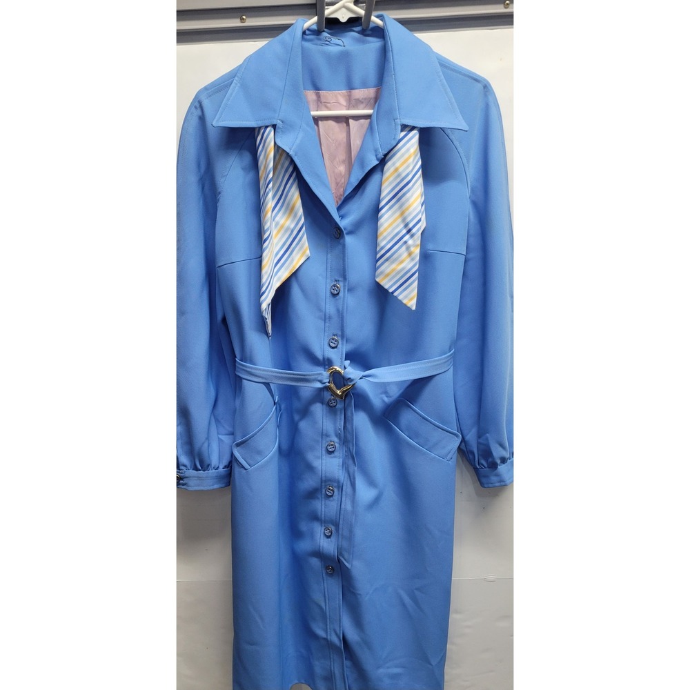 Vtg Roth le Cover California Button Down Belted trench coat‎ Dress Midi sz L